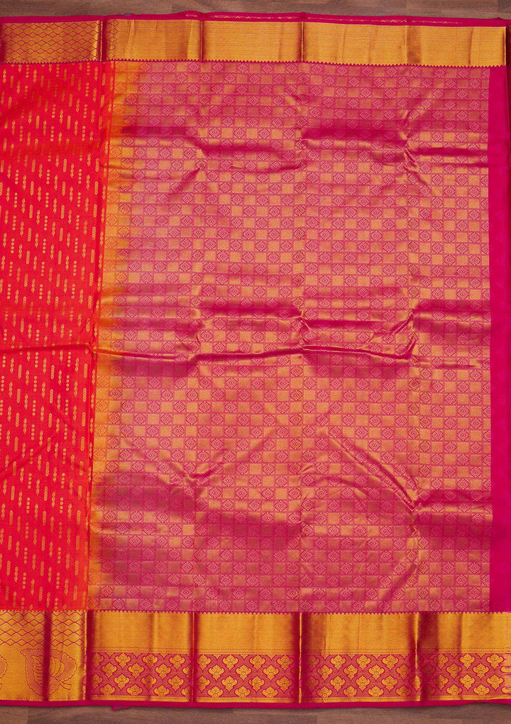 Orange Zariwork Pure Silk Designer Saree - Koskii