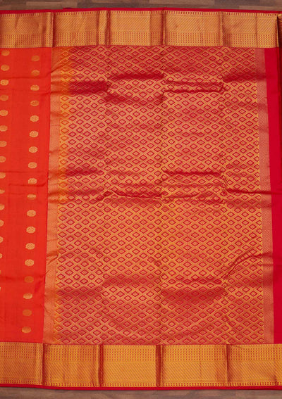 Orange Zariwork Pure Silk Designer Saree - Koskii