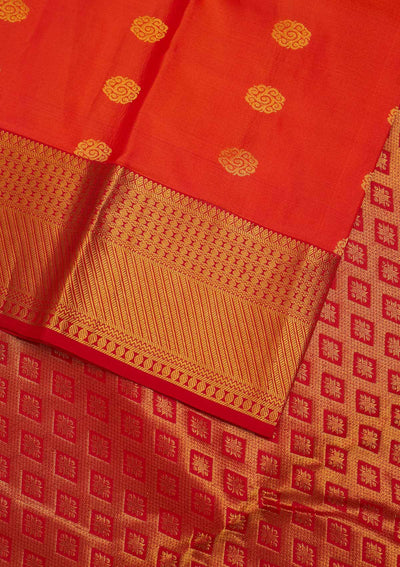 Orange Zariwork Pure Silk Designer Saree - Koskii