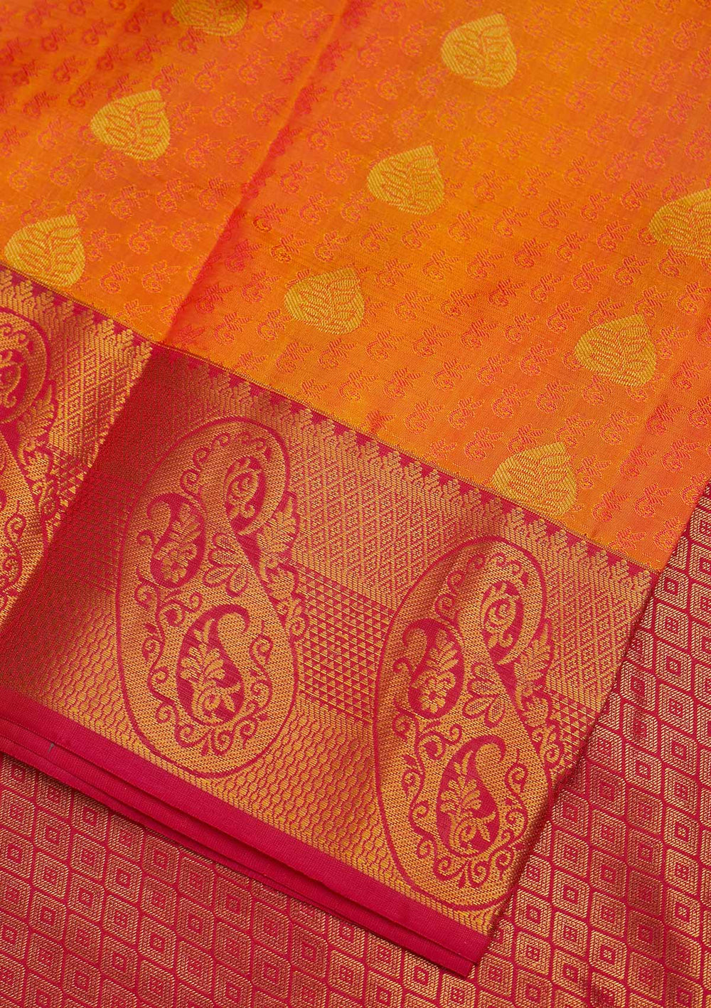 Orange Zariwork Pure Silk Designer Saree - Koskii