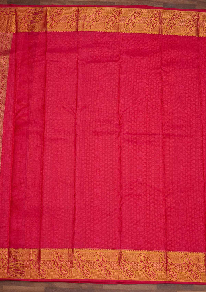 Orange Zariwork Pure Silk Designer Saree - Koskii