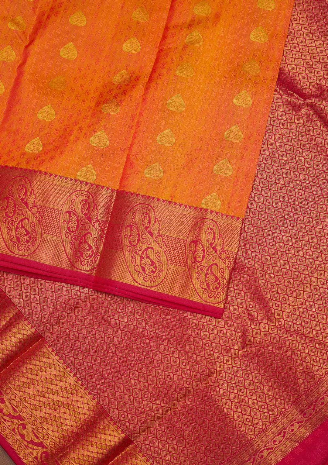 Orange Zariwork Pure Silk Designer Saree - Koskii