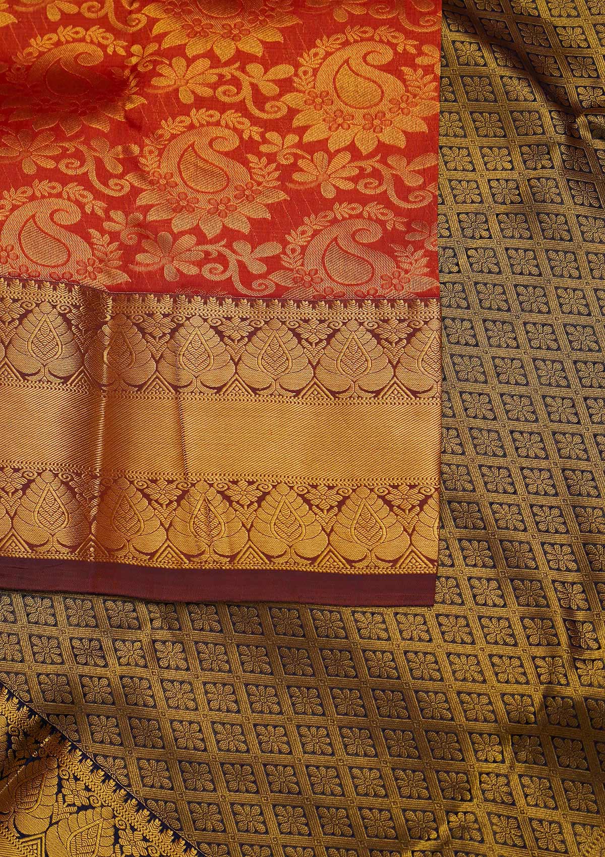 Orange Zariwork Pure Silk Designer Saree - Koskii
