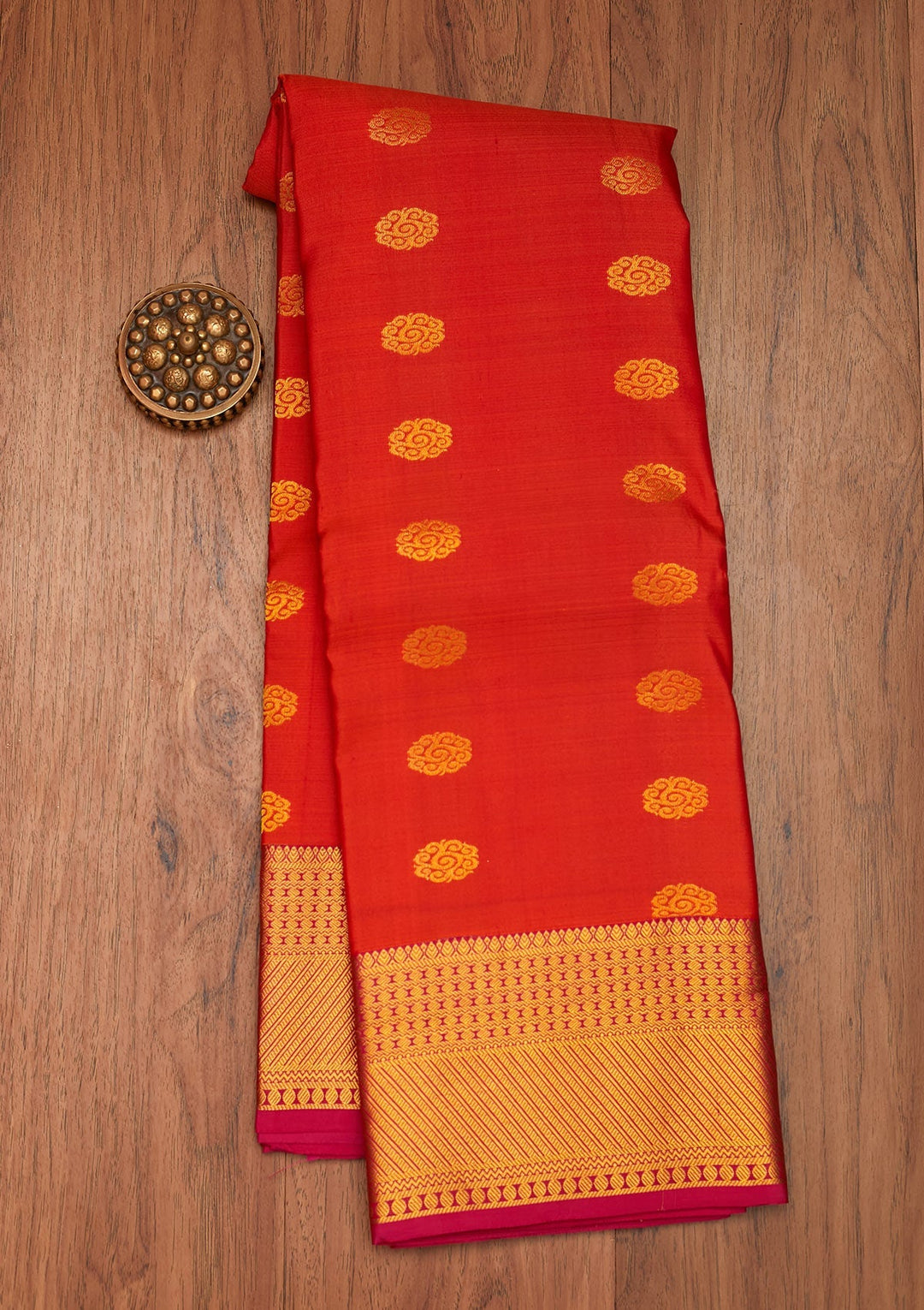 Orange Zariwork Pure Silk Saree- Koskii