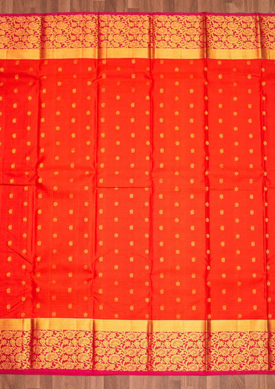 Orange Zariwork Pure Silk Saree - Koskii