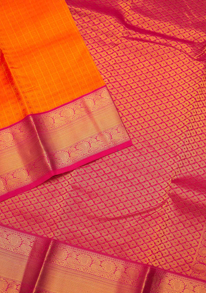 Orange Zariwork Pure Silk Saree - Koskii