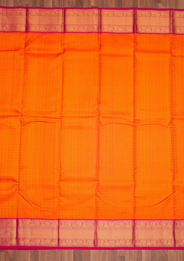Orange Zariwork Pure Silk Saree - Koskii
