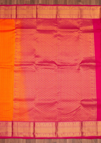 Orange Zariwork Pure Silk Saree - Koskii