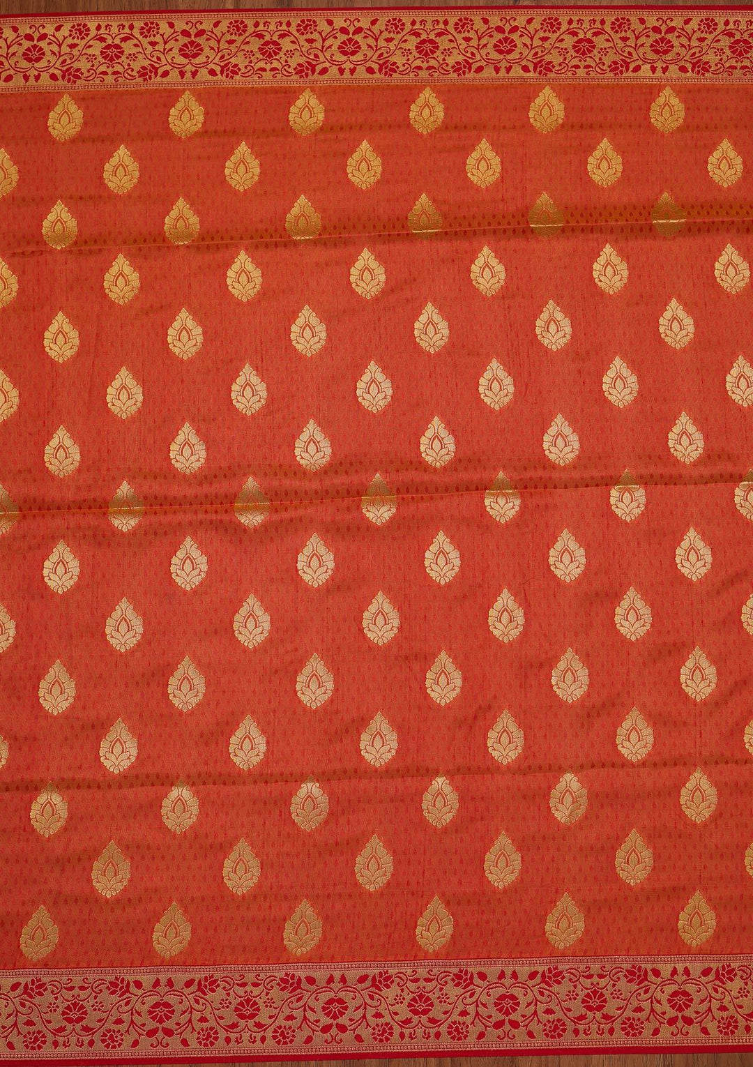 Orange Zariwork Raw Silk Designer Saree - koskii