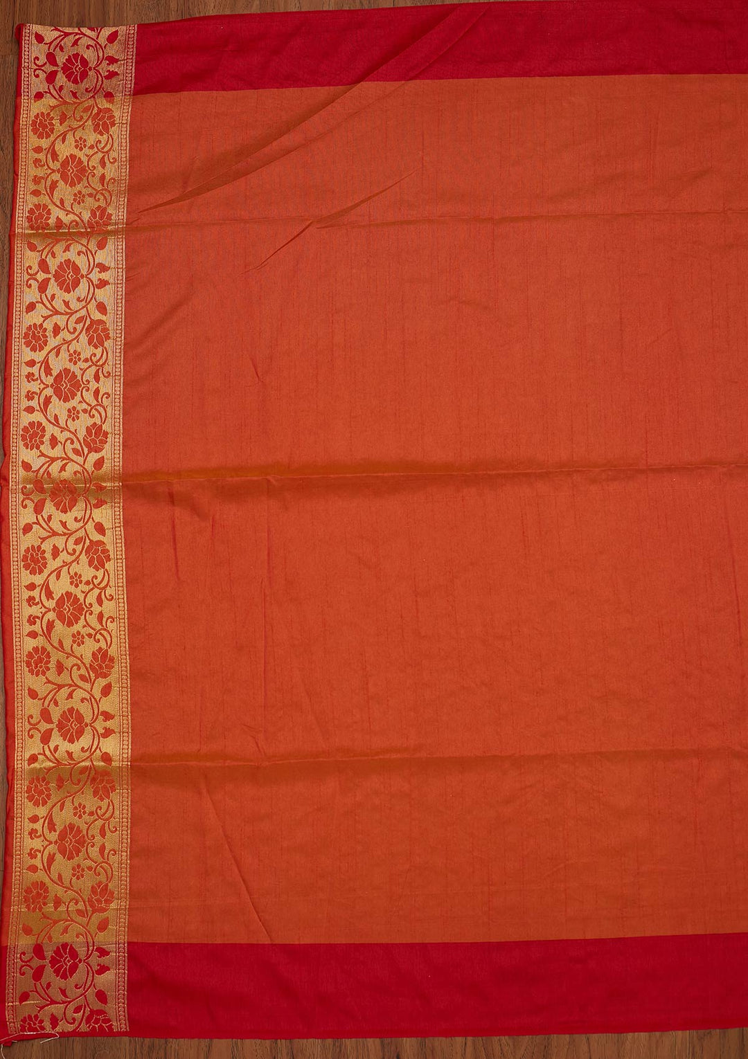 Orange Zariwork Raw Silk Designer Saree - koskii