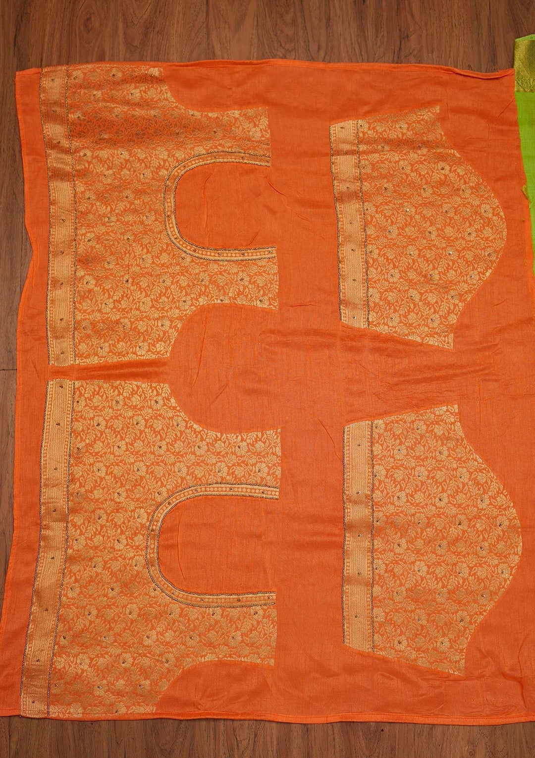 Parrot Green Zariwork Art Silk Designer Saree - koskii