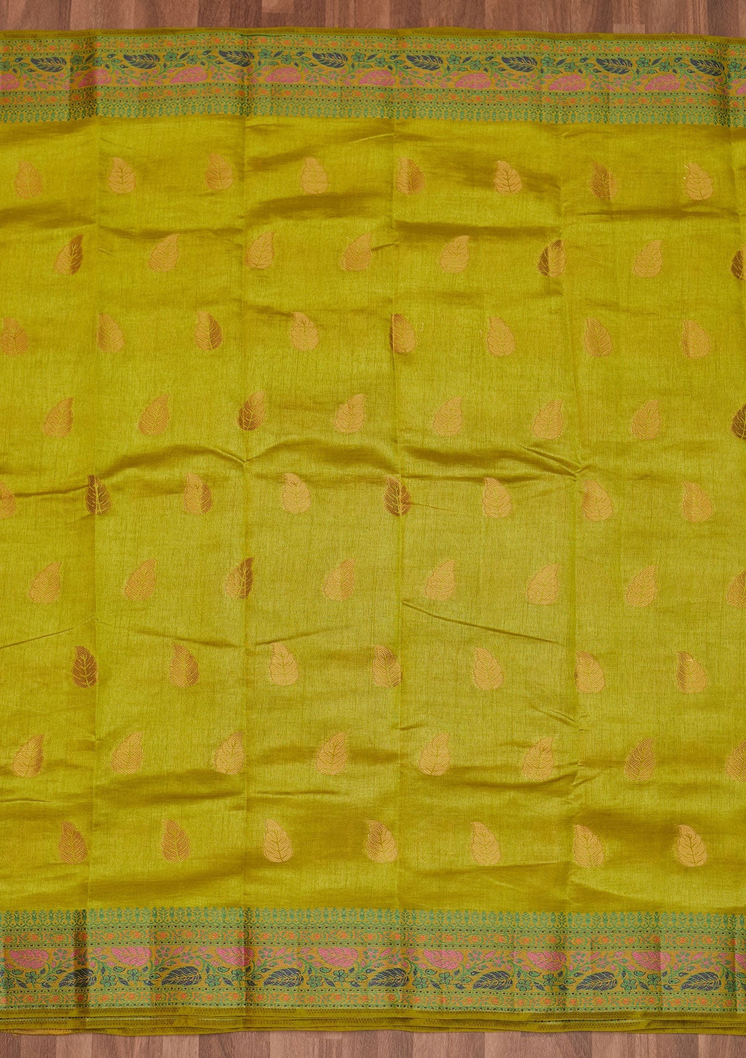 Parrot Green Zariwork Art Silk Designer Saree - Koskii