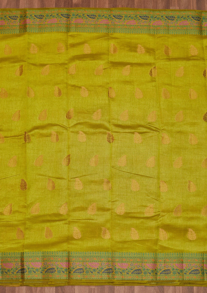 Parrot Green Zariwork Art Silk Designer Saree - Koskii