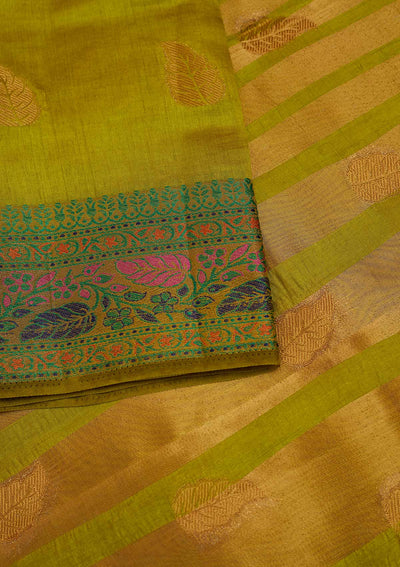 Parrot Green Zariwork Art Silk Designer Saree - Koskii
