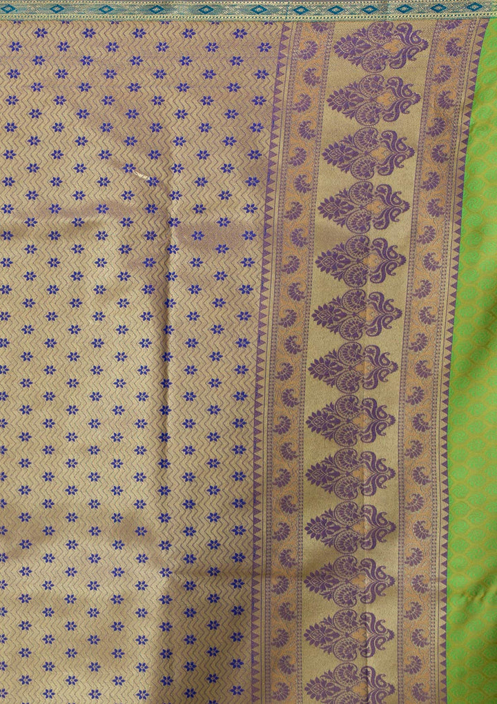 Parrot Green Zariwork Art Silk Saree-Koskii