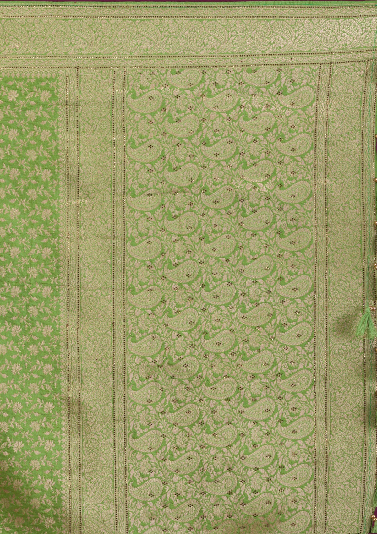 Parrot Green Zariwork Art Silk Unstitched Saree-Koskii