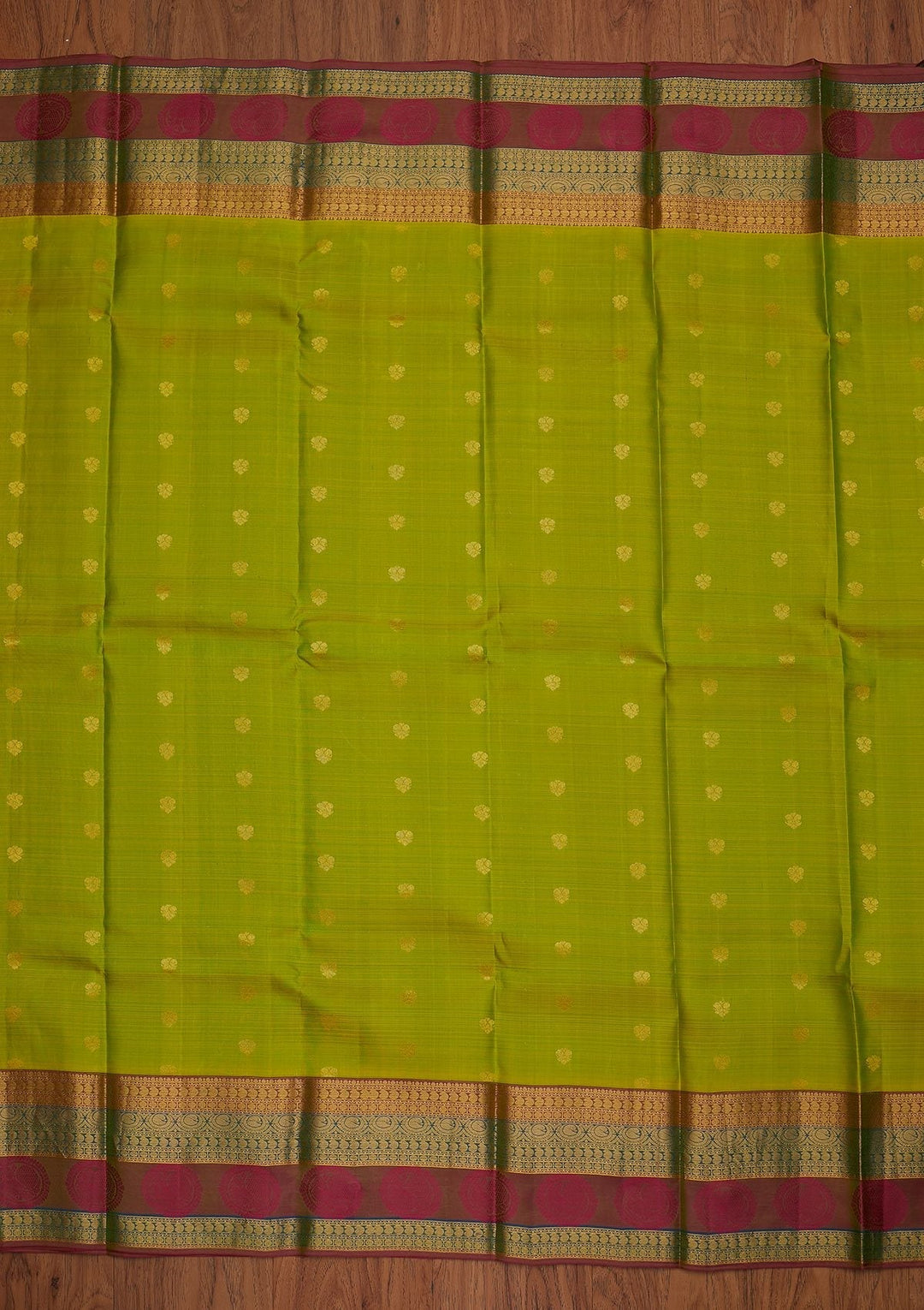 Parrot Green Zariwork Pure Silk Designer Saree - koskii
