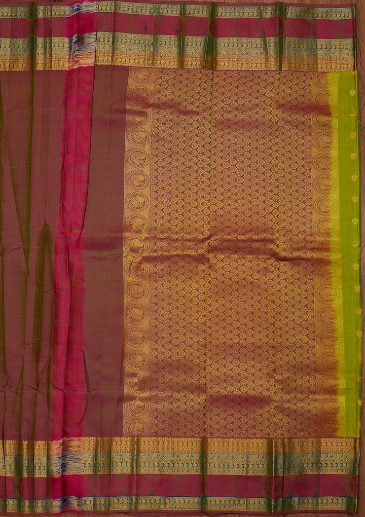 Parrot Green Zariwork Pure Silk Designer Saree - koskii