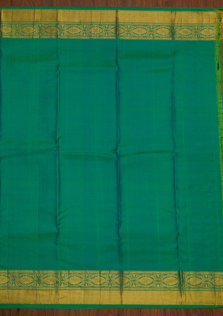 Parrot Green Zariwork Pure Silk Designer Saree - koskii