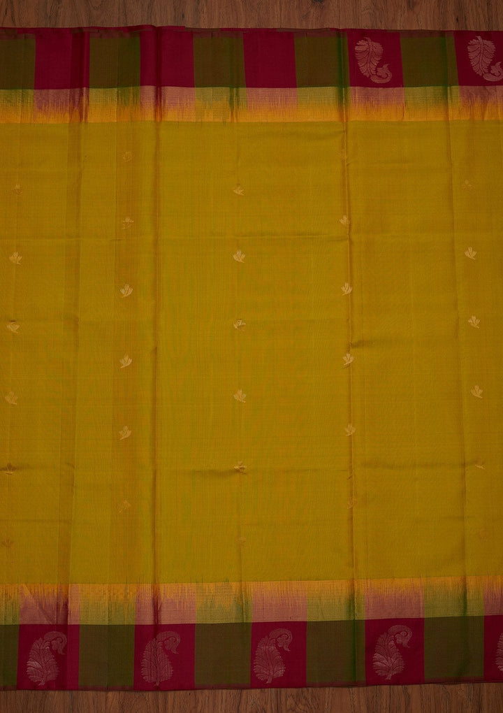 Parrot Green Zariwork Pure Silk Designer Saree - koskii