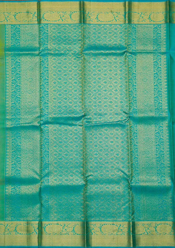 Parrot Green Zariwork Pure Silk Designer Saree - koskii