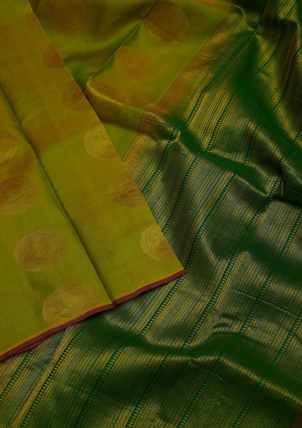 Parrot Green Zariwork Pure Silk Designer Saree - koskii