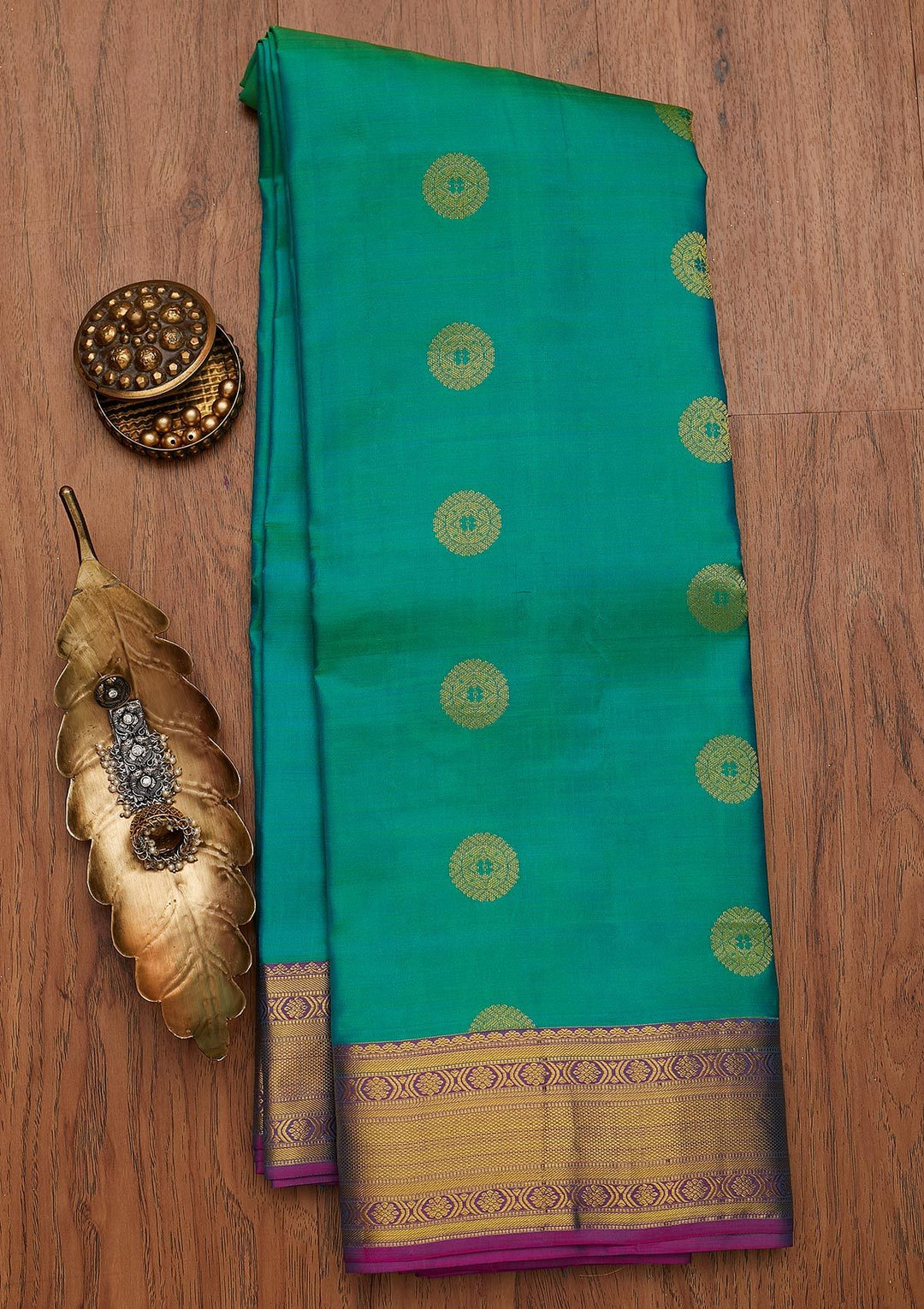 Parrot Green Zariwork Pure Silk Designer Saree - koskii