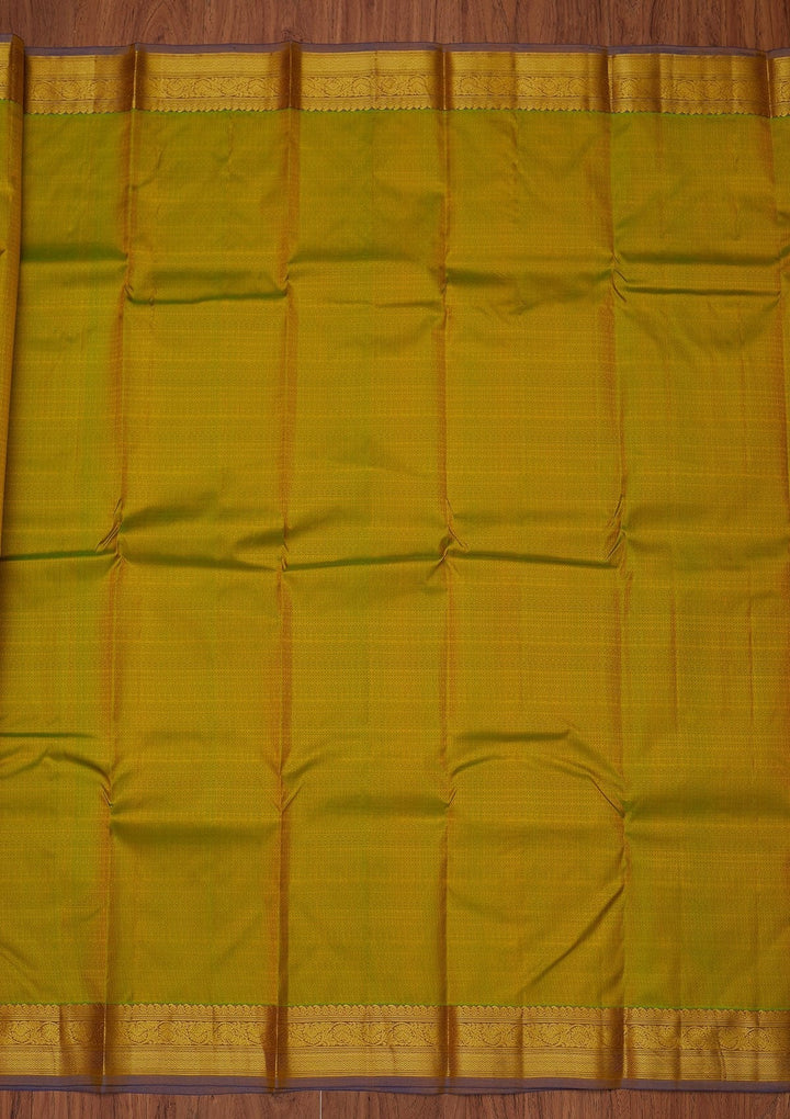 Parrot Green Zariwork Pure Silk Designer Unstitched Saree - Koskii