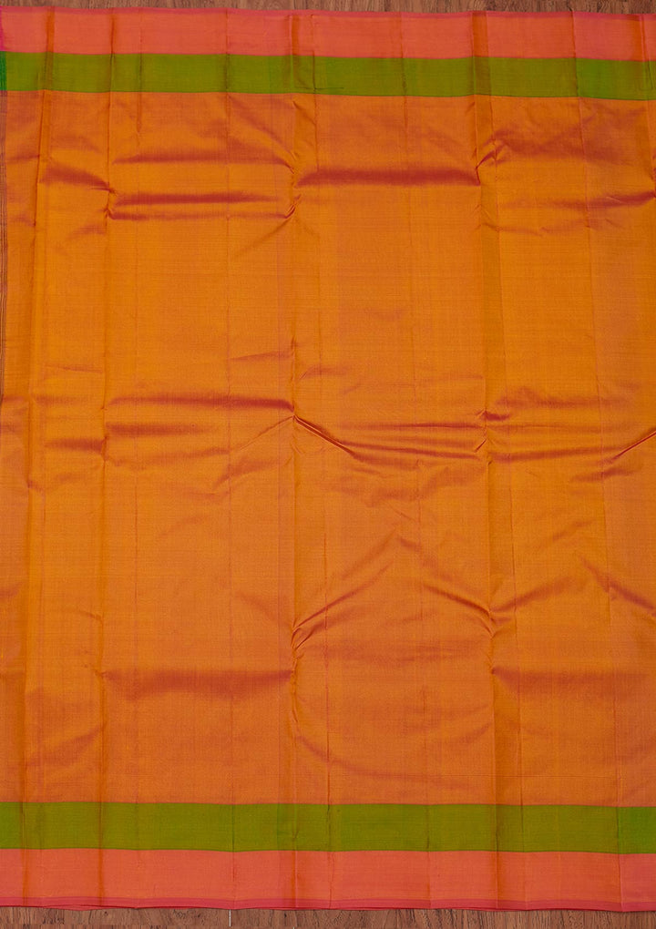 Parrot Green Zariwork Pure Silk Designer Unstitched Saree - Koskii