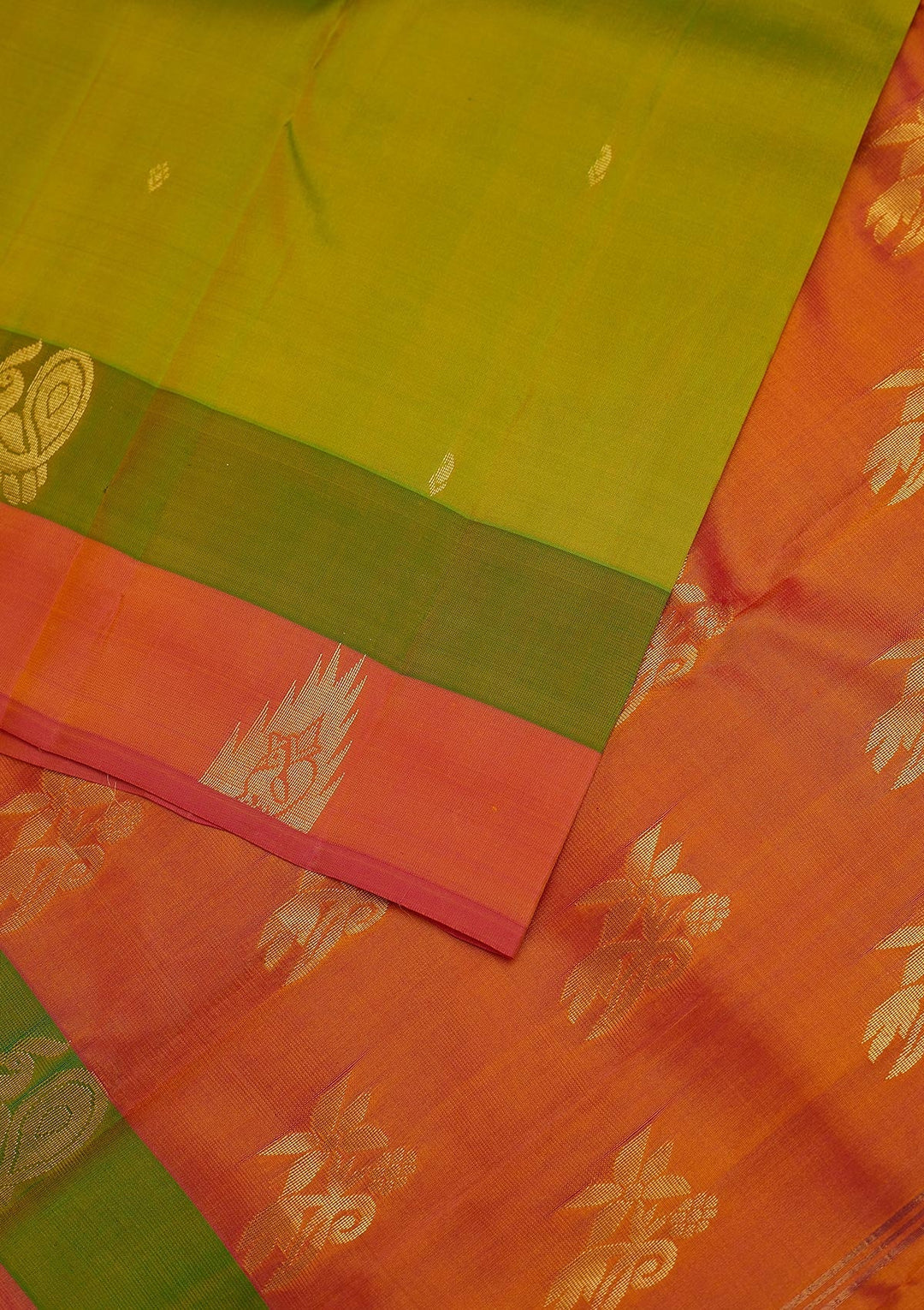 Parrot Green Zariwork Pure Silk Designer Unstitched Saree - Koskii
