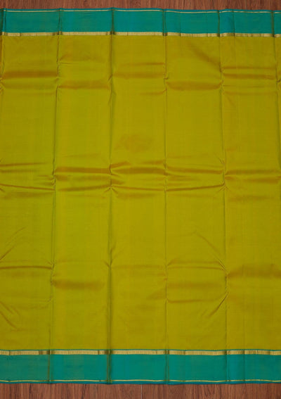Parrot Green Zariwork Pure Silk Designer Unstitched Saree - Koskii