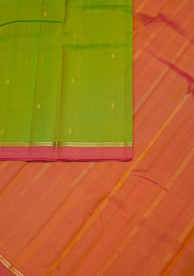 Parrot Green Zariwork Pure Silk Designer Unstitched Saree - Koskii