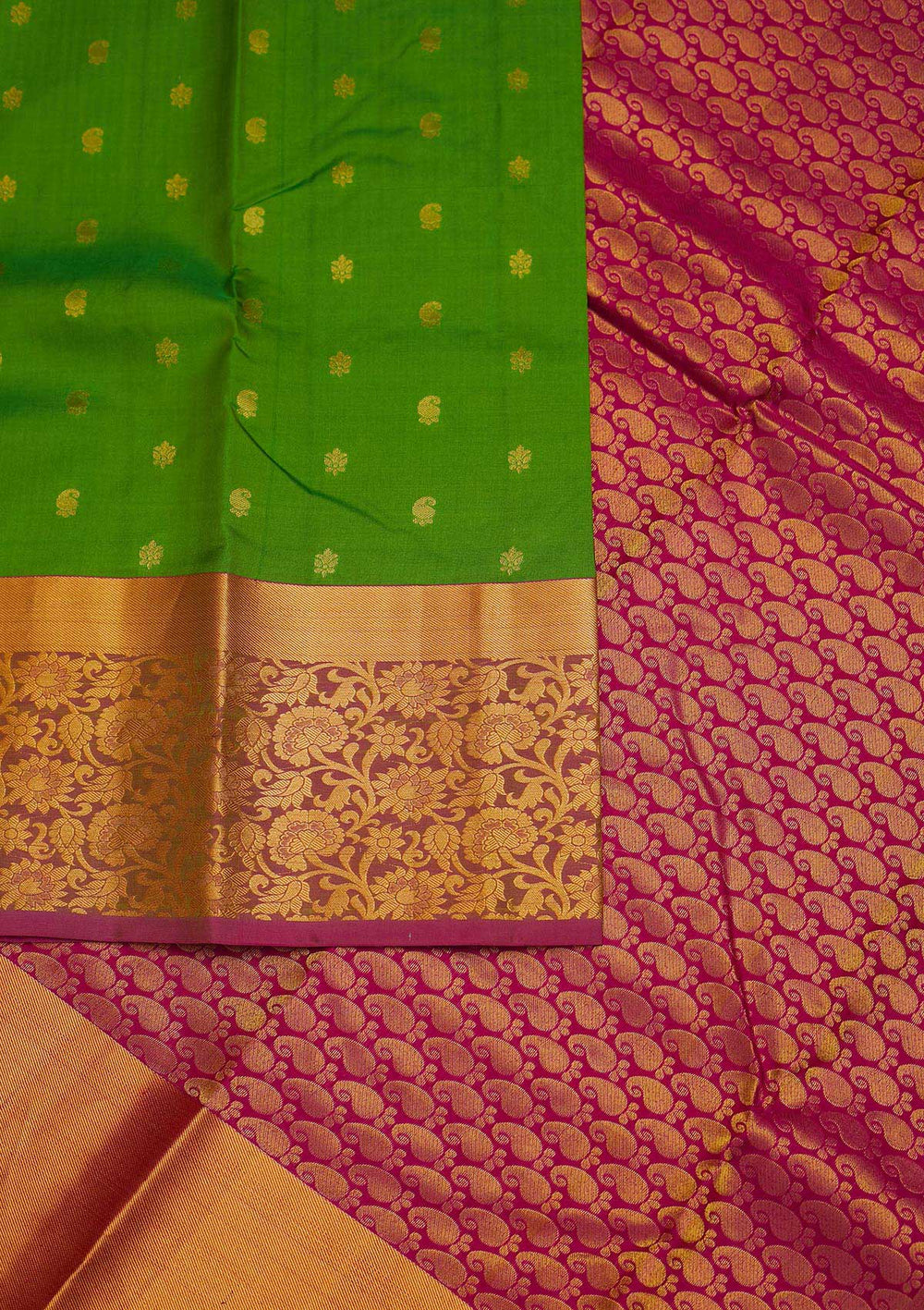 Parrot Green Zariwork Pure Silk Designer Saree - Koskii