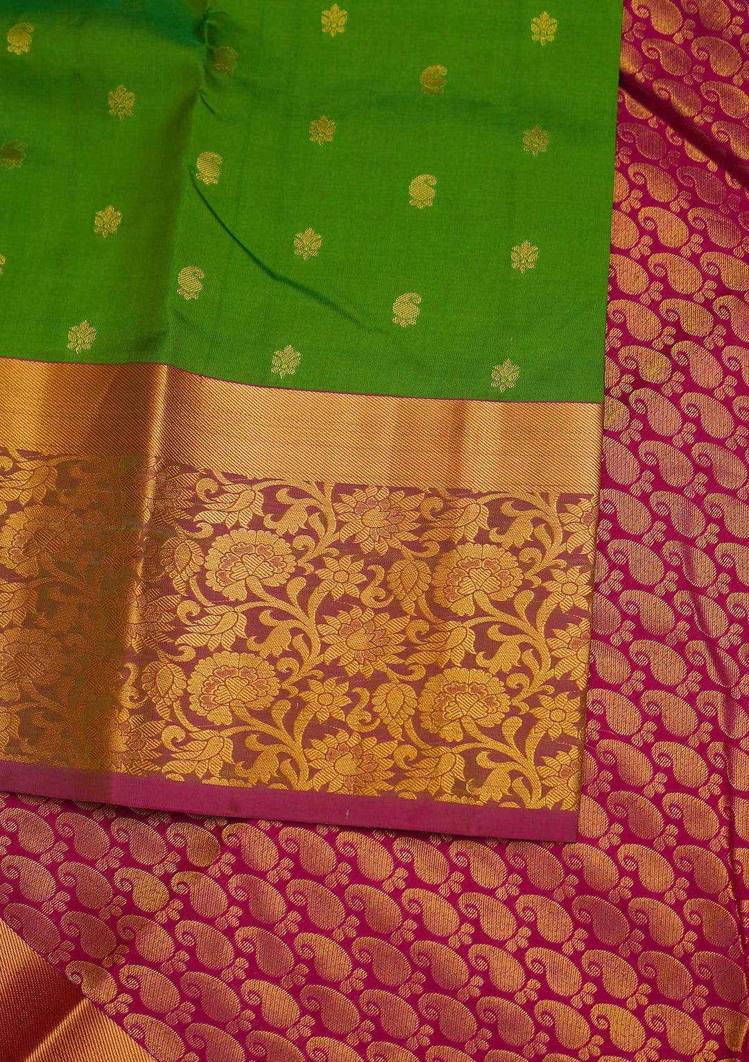 Parrot Green Zariwork Pure Silk Designer Saree - Koskii