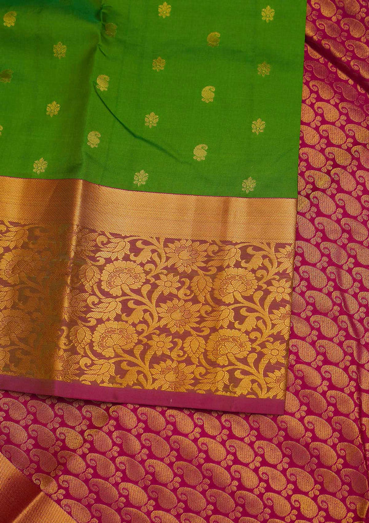 Parrot Green Zariwork Pure Silk Designer Saree - Koskii