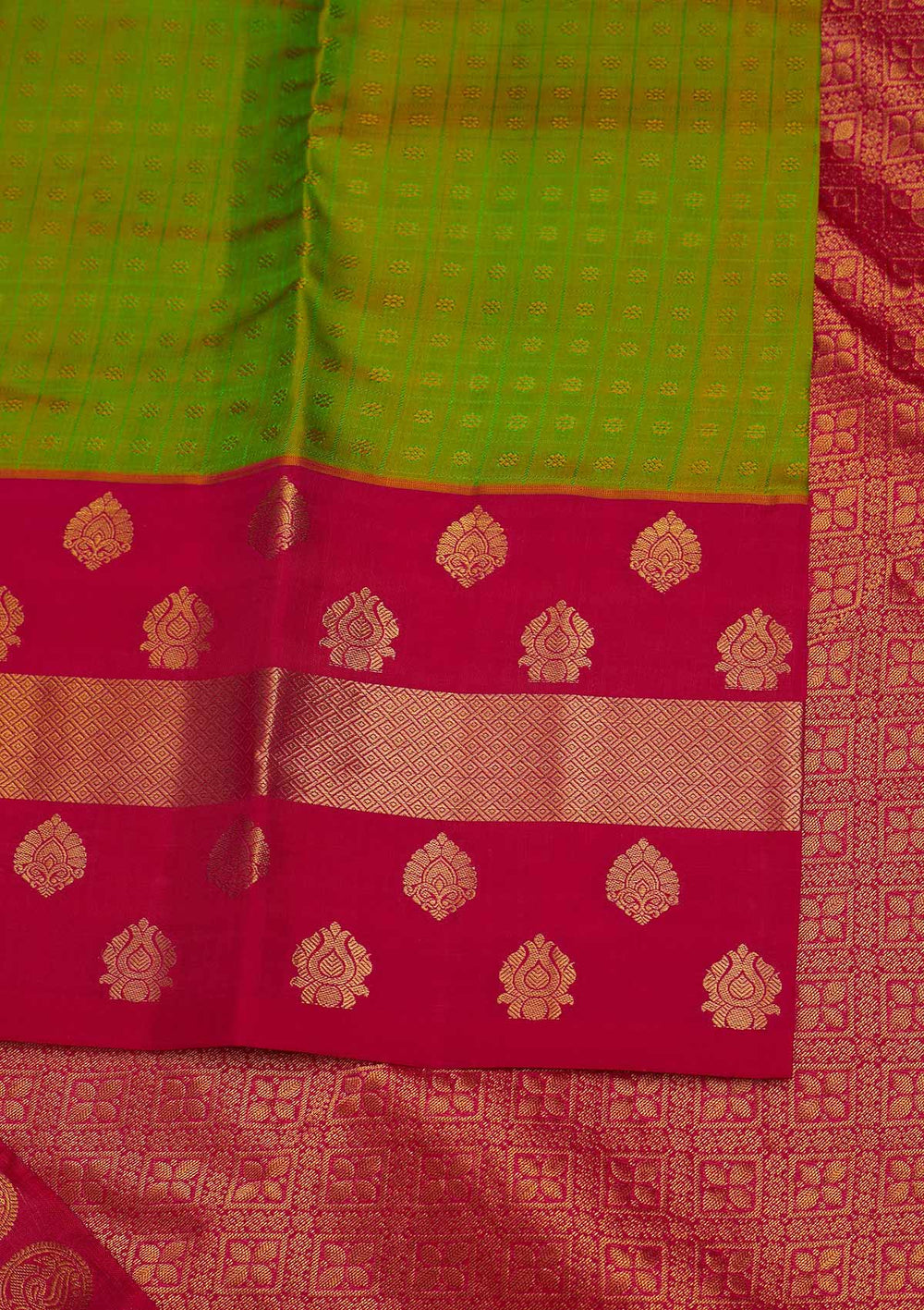 Parrot Green Zariwork Pure Silk Designer Saree - Koskii
