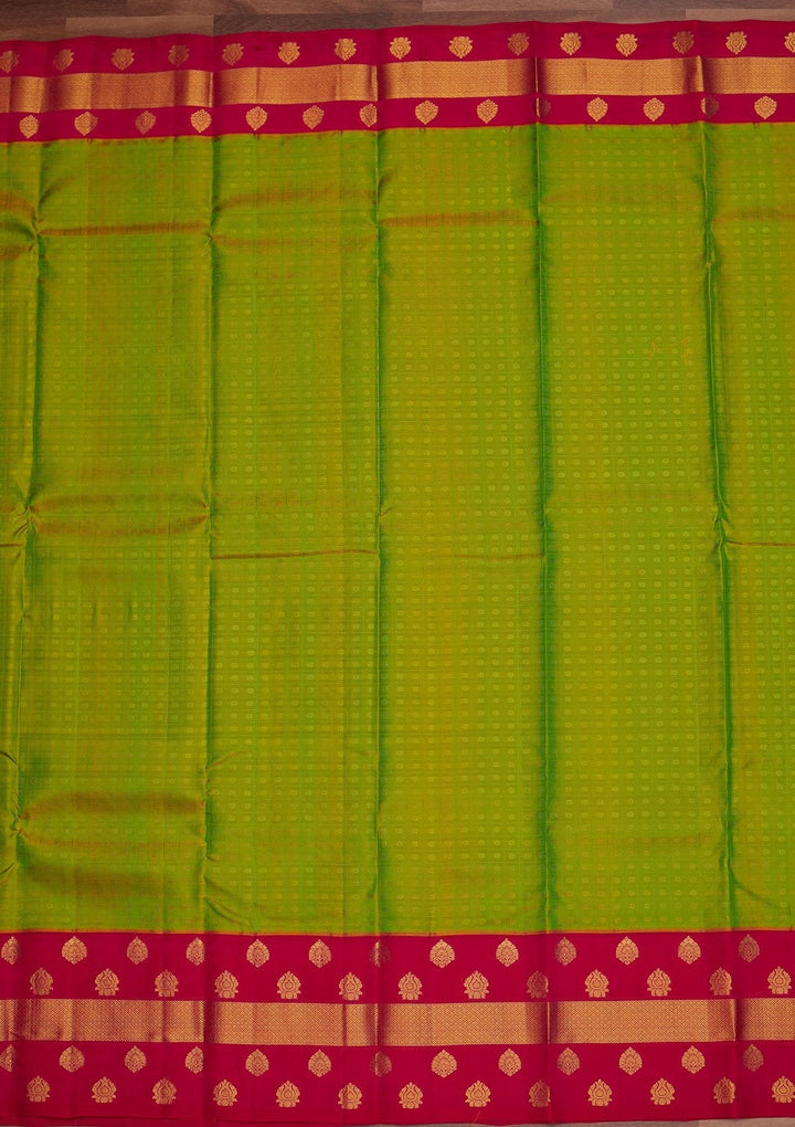 Parrot Green Zariwork Pure Silk Designer Saree - Koskii