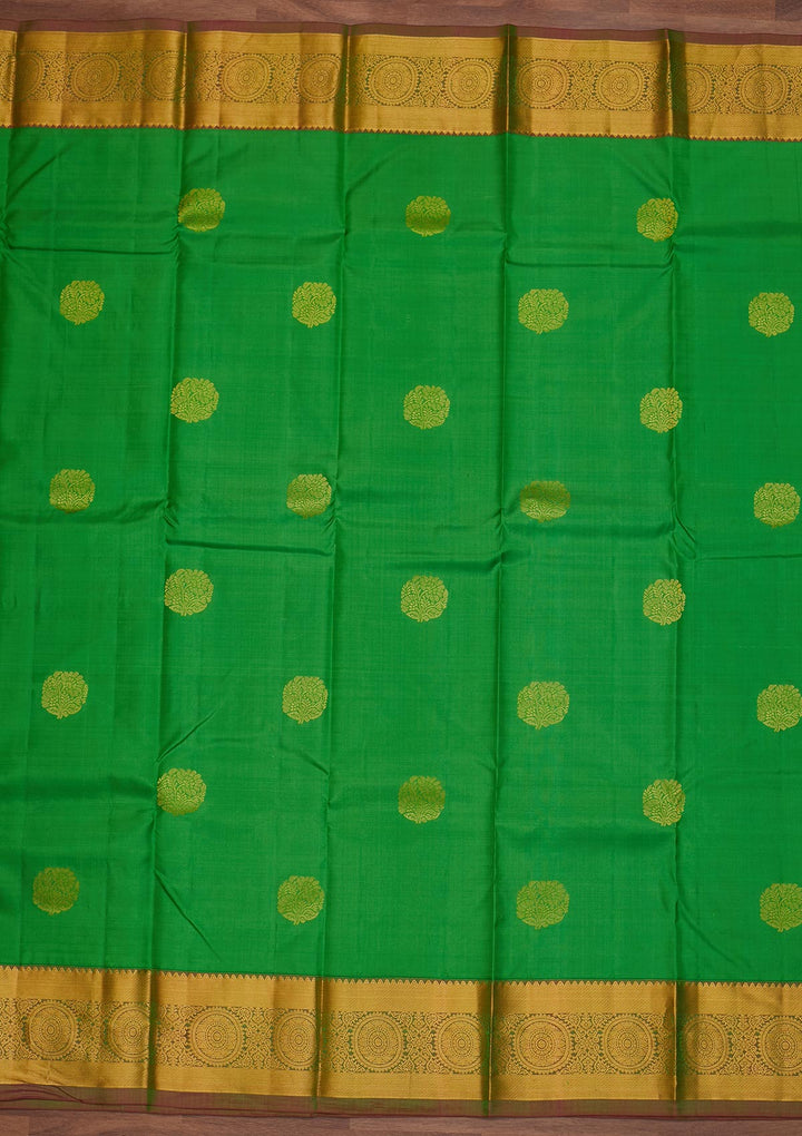 Parrot Green Zariwork Pure Silk Designer Saree - Koskii