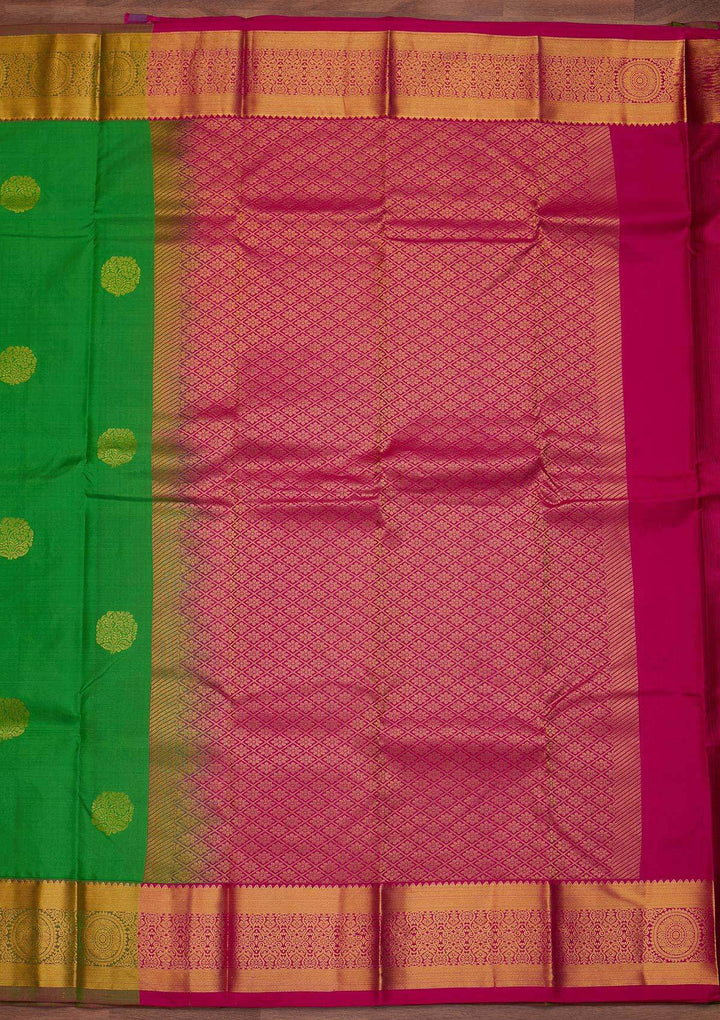 Parrot Green Zariwork Pure Silk Designer Saree - Koskii
