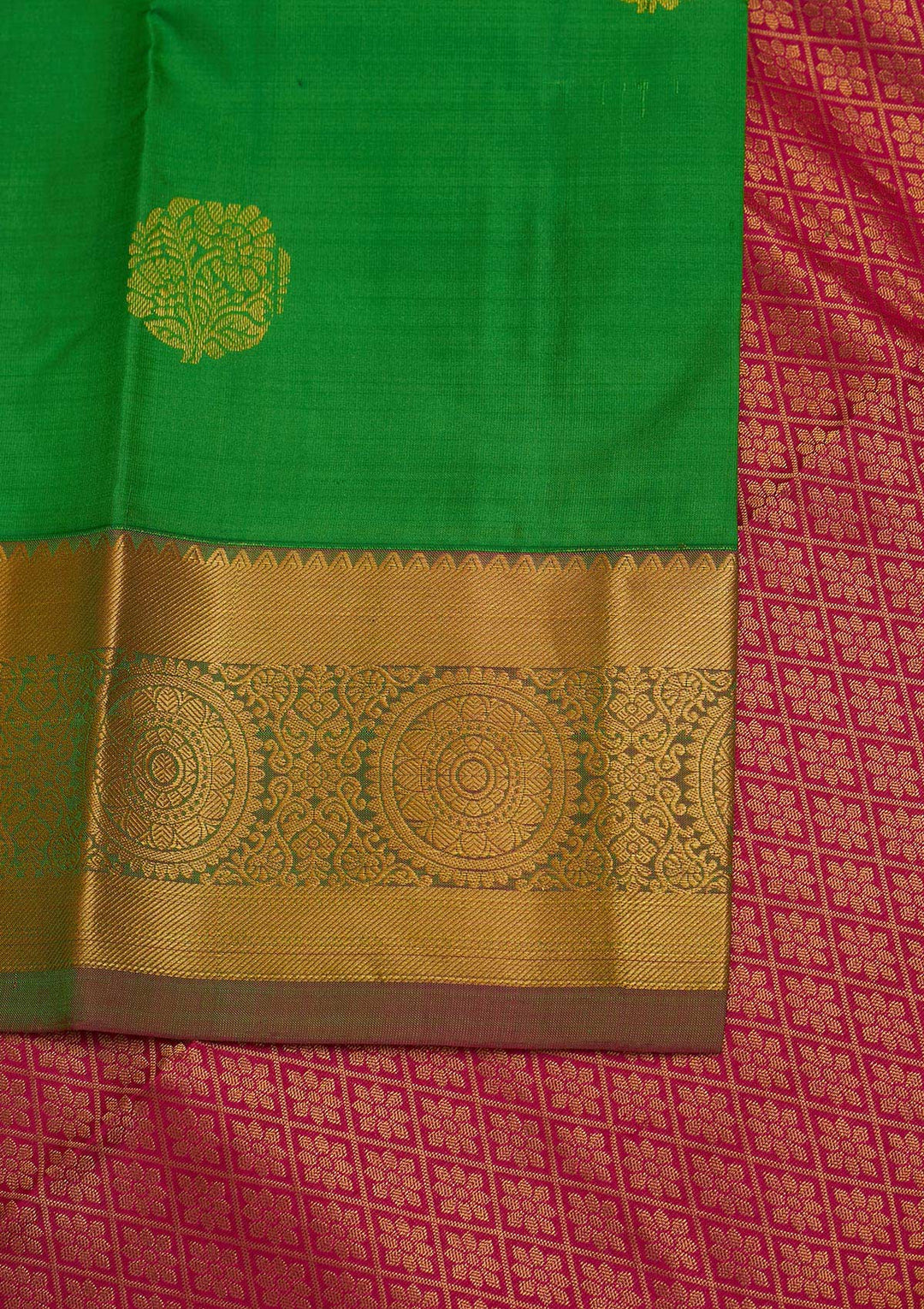 Parrot Green Zariwork Pure Silk Designer Saree - Koskii