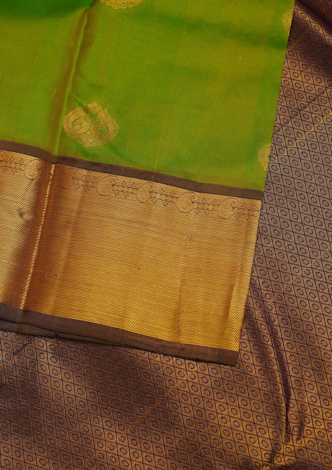 Parrot Green Zariwork Pure Silk Designer Saree - Koskii