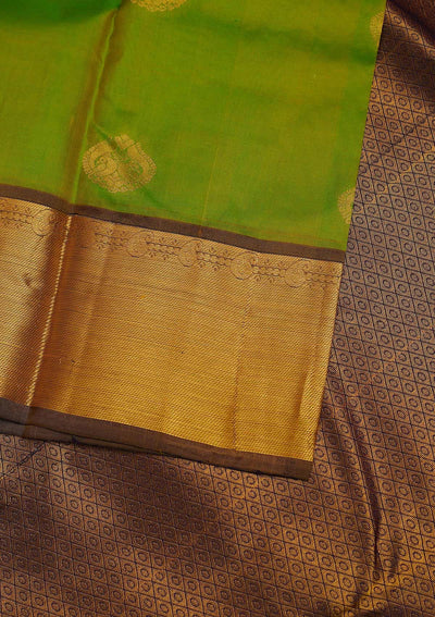 Parrot Green Zariwork Pure Silk Designer Saree - Koskii