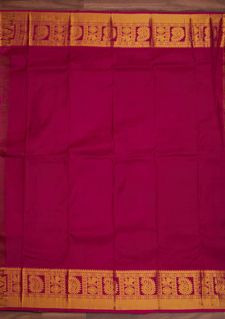 Parrot Green Zariwork Pure Silk Designer Saree - Koskii