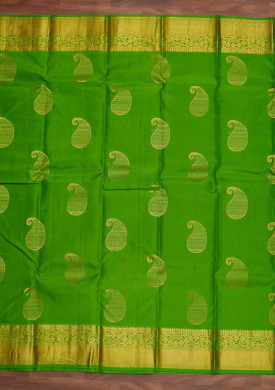 Parrot Green Zariwork Pure Silk Designer Saree - Koskii