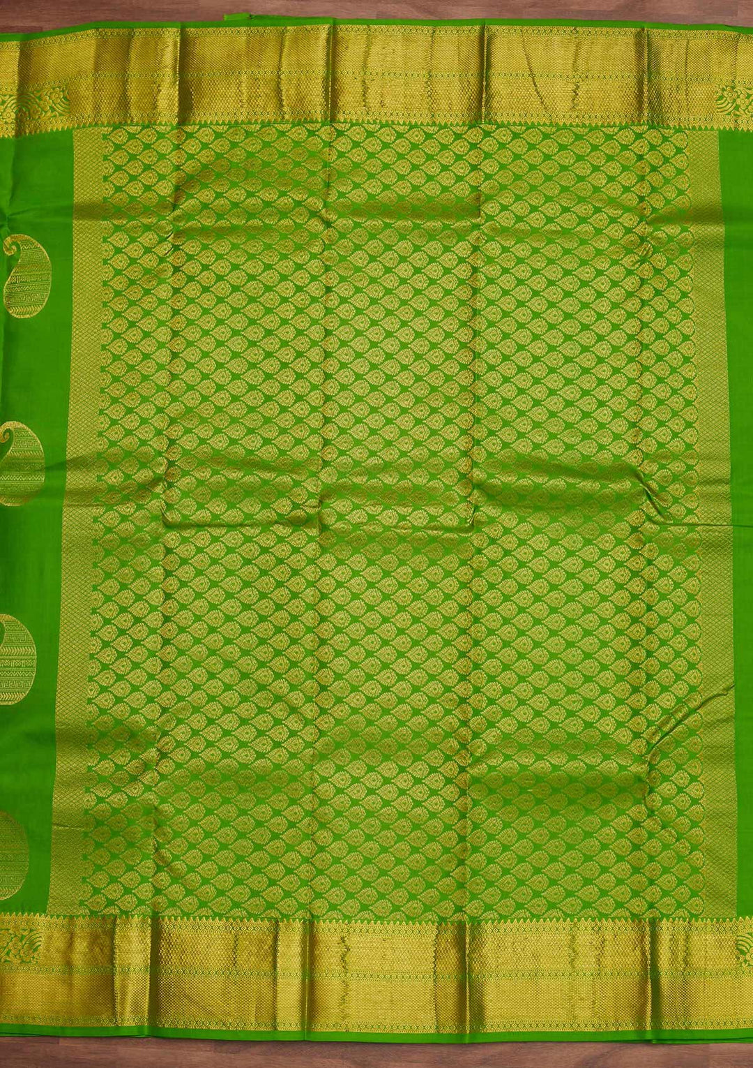 Parrot Green Zariwork Pure Silk Designer Saree - Koskii