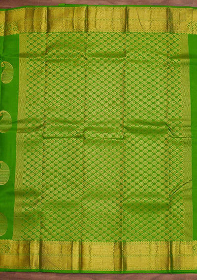 Parrot Green Zariwork Pure Silk Designer Saree - Koskii