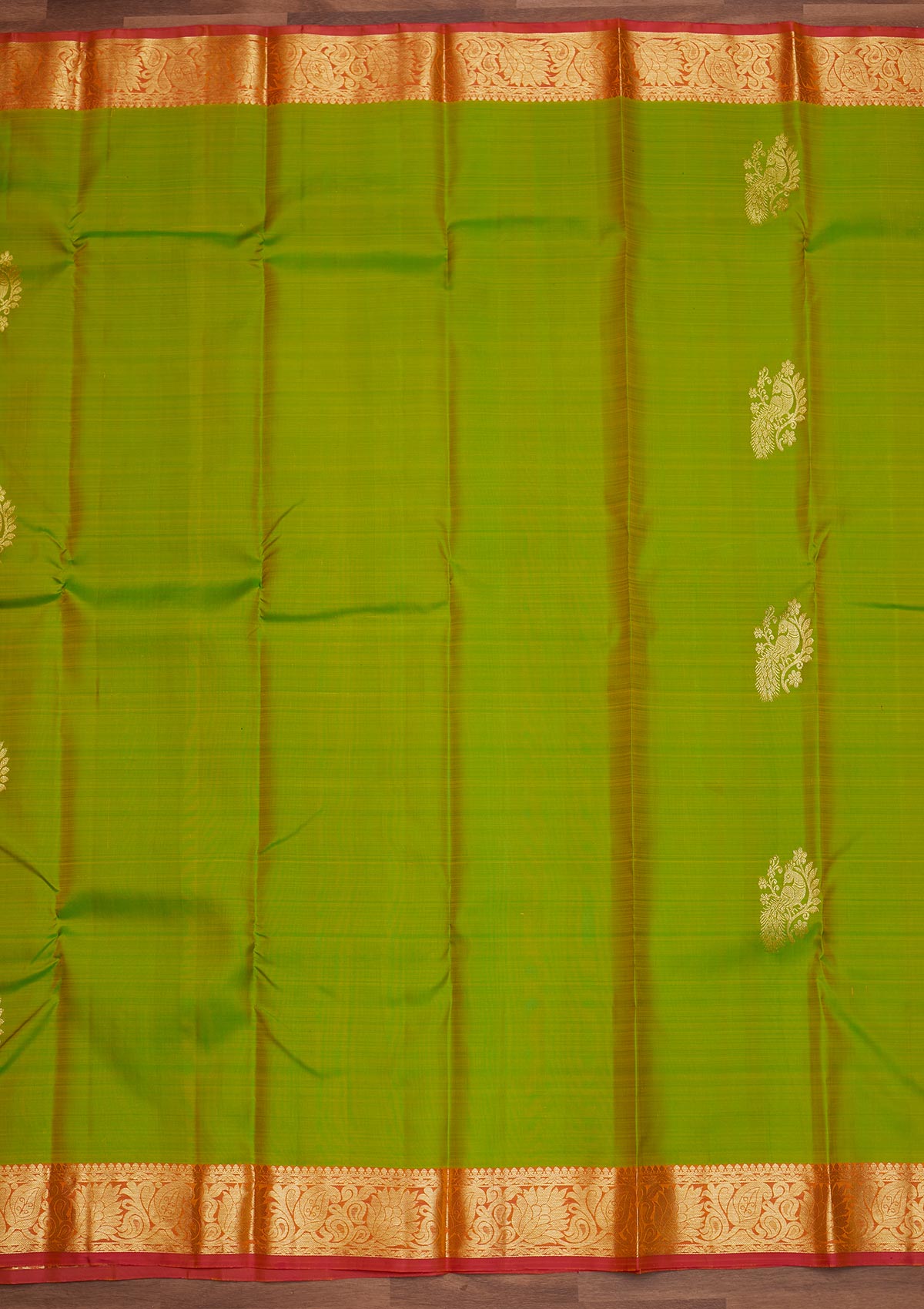 Parrot Green Zariwork Pure Silk Designer Saree - Koskii