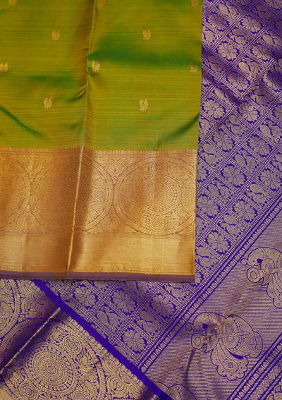 Parrot Green Zariwork Pure Silk Designer Saree - Koskii