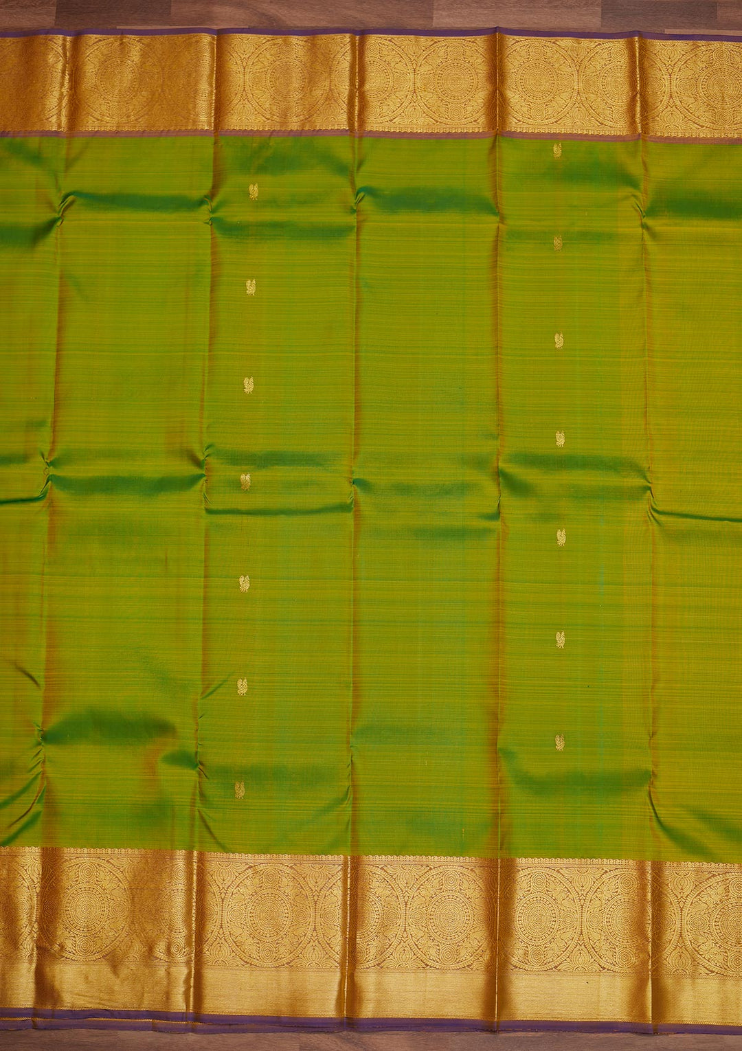 Parrot Green Zariwork Pure Silk Designer Saree - Koskii