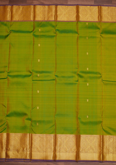 Parrot Green Zariwork Pure Silk Designer Saree - Koskii